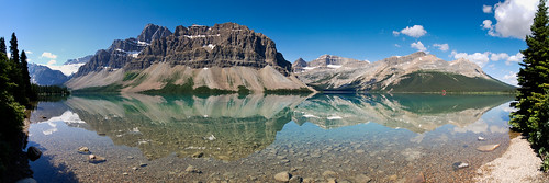 panorama mountain lake reflection panoramic alberta bow googleearth crowfoot westcoastvacation 93793499n00