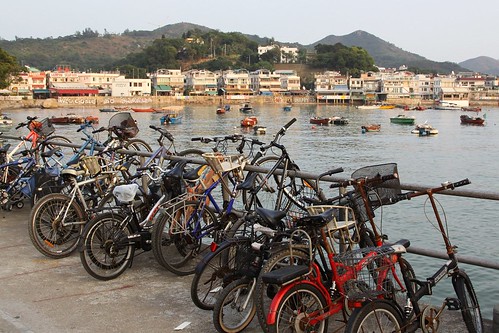 Bikes parked on the ferry pier