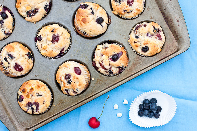 Red, White, and Blue(berry) Muffins