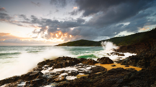 ocean beach clouds sunrise rocks australia queensland noosa headland breakingwaves latestuploadflickr