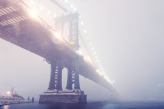 Manhattan Bridge in Blizzard, New York City