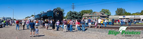 no844 locomotive panoramic people railroad spectators steam train transportation shoshone idaho unitedstates