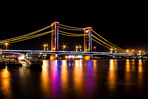 bridge indonesia landscape cityscape nightshot palembang