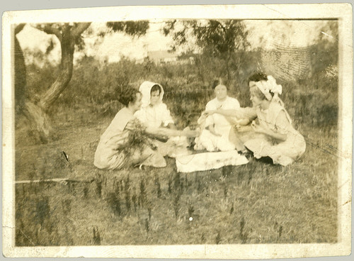 Six at a picnic.