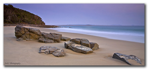 ocean longexposure sunrise canon dawn sand rocks noosa 50d noosanp adamrandell