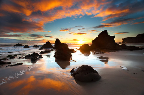 california sunset orange silhouette clouds rocks tides jinna elmatadorstatebeach pwpartlycloudy