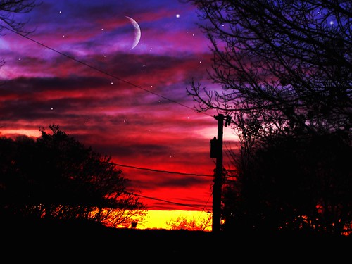autumn sunset sky cloud moon fall night star colorful dusk horizon