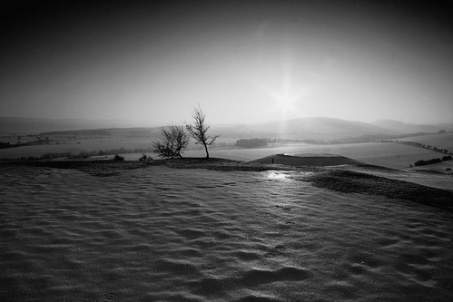 winter sunset white black landscape