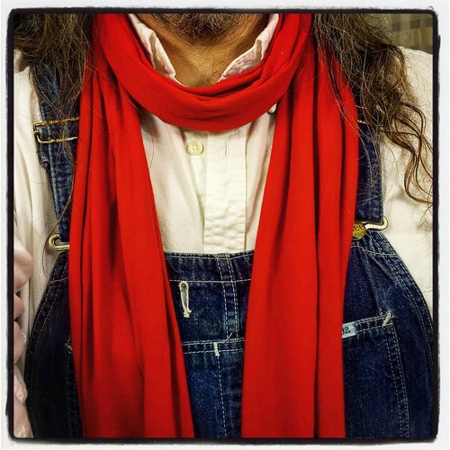 Detail. This outfit made me happy. #ootd #overalls #vintage #Lee #bluedenim #scarf