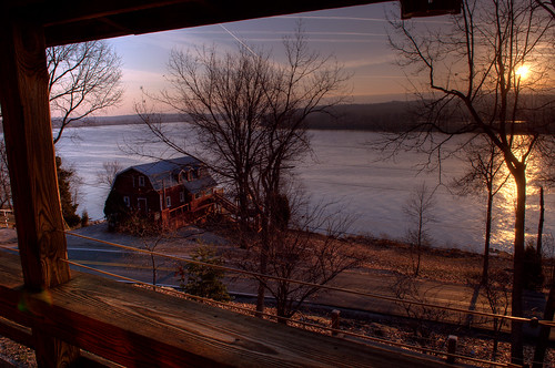 morning ohio sunrise river framed indiana deck derby