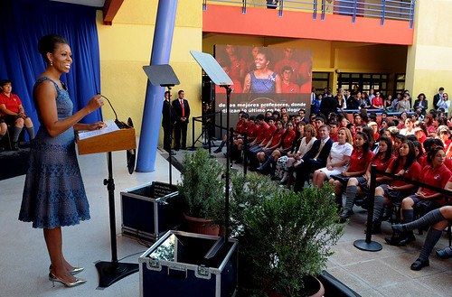 Primera Dama Michelle Obama durante su discurso en Renca.