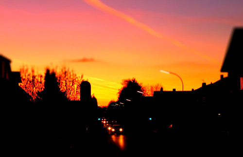 sunset sky cars lights sonnenuntergang traffic himmel shift autos tilt ampel