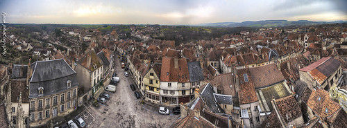 life old houses panorama france church square countryside town high ancient view rooftops burgundy centre wideangle medieval notredame hills shops cote burgundian dor eglise distant dwellings semurenauxois