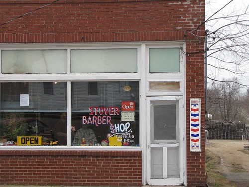 reflection brick barbershop missouri smalltown stover paintonglass