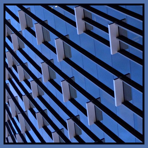 blue windows abstract building glass lines curves artinstitute northhollywood vanes
