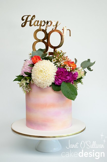 80th Birthday Cake by Janet O'Sullivan Cake Design