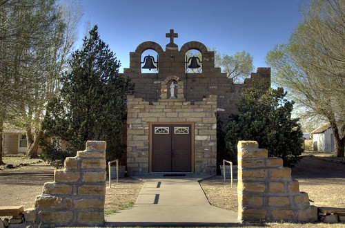 shadow newmexico tree tower church face stone wall eyes bell front nm joeldeluxe hdr sacredheart quemado