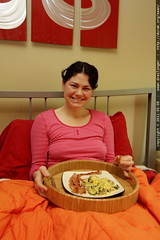 rachel with mother's day breakfast in bed 