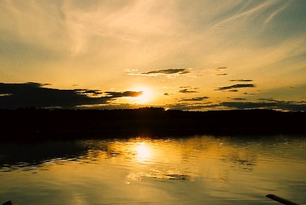sunset sky orange cloud sun lake water forest quiet cloudy sweden