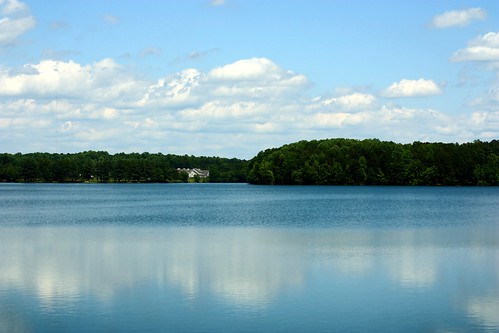 blue lake reflection water clouds canon 50mm northcarolina lakenorman xsi mirrorser cloudslightningstorms