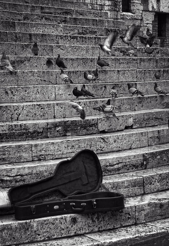 city blackandwhite bw cityscape citylife streetphotography staircase urbanlandscape guitarcase