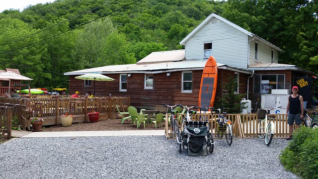 Bike parking at the Lucky Dog Cafe