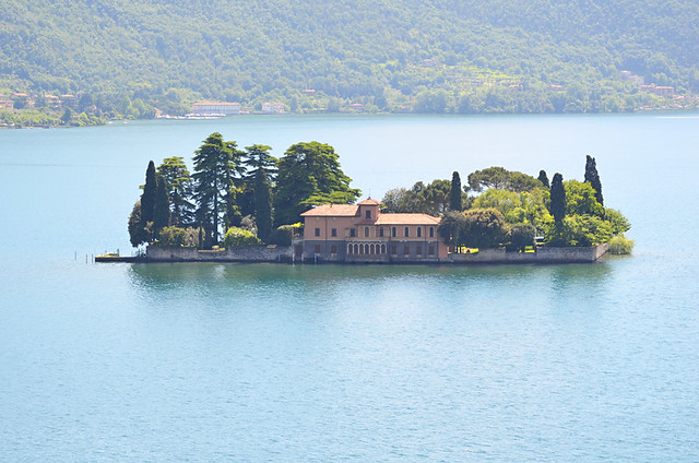 Isola di San Paolo from Monte Isola, Lake Iseo, Italy