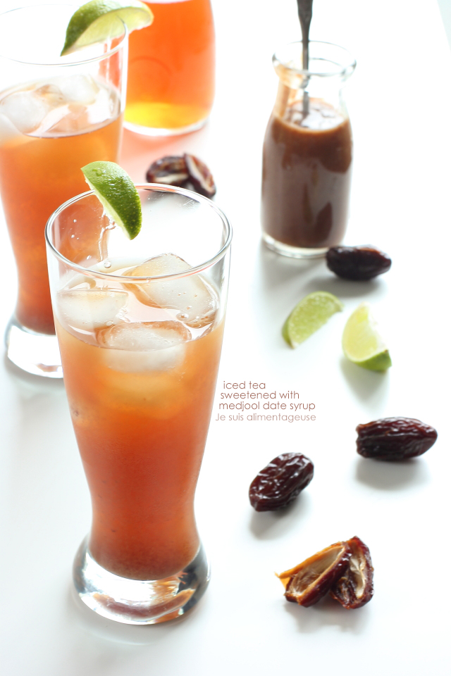 Cool down this summer with iced tea sweetened with Medjool date syrup!