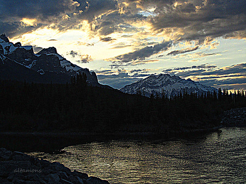 sunset sky mountain canada mountains water landscape rockies rocky alberta rockymountains mountainview canmore cascade bowriver mountrundle mountainscape canadianrockies bowvalley altamons
