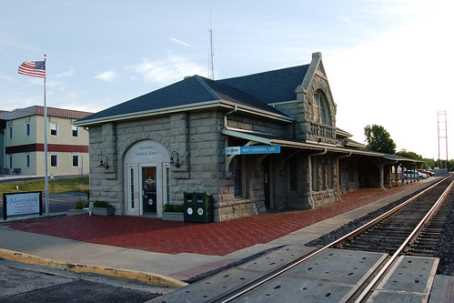 railroad station missouri depot 1890 johnsoncounty missouripacificlines richardsonianromanesquestyle