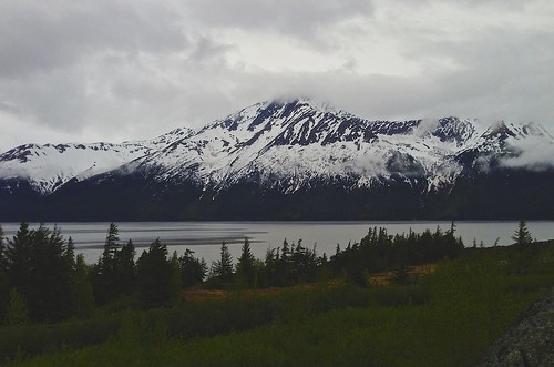 statepark trees usa snow mountains alaska clouds river landscape spring moody anchorage scape cloudscape turnagainarm spruces chugachmountains birdpoint chugachstatepark springgrowth
