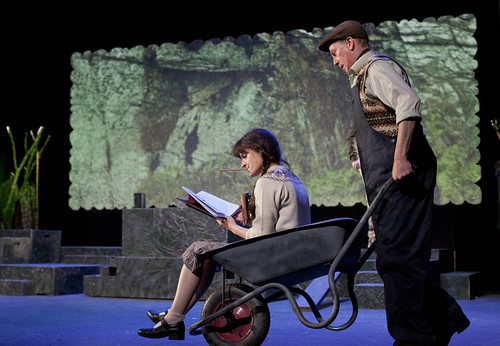 Angela Hardie and Iain Macrae in the NTS/Communicado production of Calum's Road. Photo credit: Drew Farrell