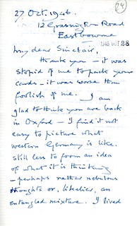 Sherrington to Sinclair - 27 October 1946 (S/1/4/24)