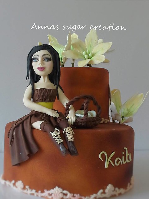 Chocolate cake birthday with cake topper modelling sugar paste by Anna Konstantinou of Annas Sugar Creation