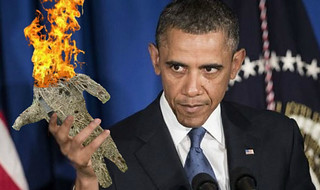 Obama Burning a Strawman