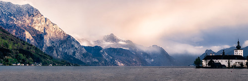 sunset mountain lake austria oberösterreich gmunden traunsee