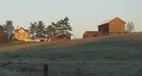 road morning house field barn sunrise frost owego dayhollow