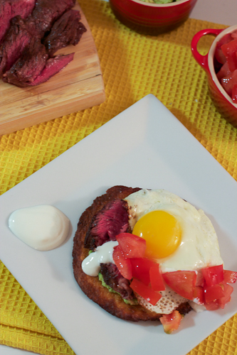 Steak and Egg Tostadas #SundaySupper