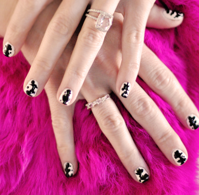 Rorschach inkblot nails manicure-black and white nails 