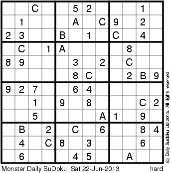 daily monster sudoku sat 22 jun 2013 via blogger bitly