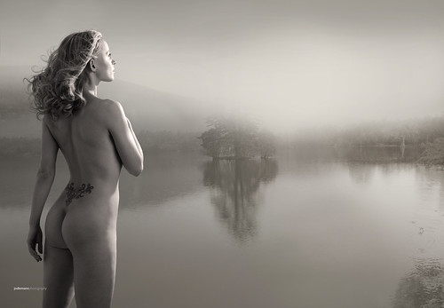 old trees light woman mist art water beauty rain tattoo sepia female nude landscape scotland highlands model view exhibition glen photograph editorial loch awe drizzle