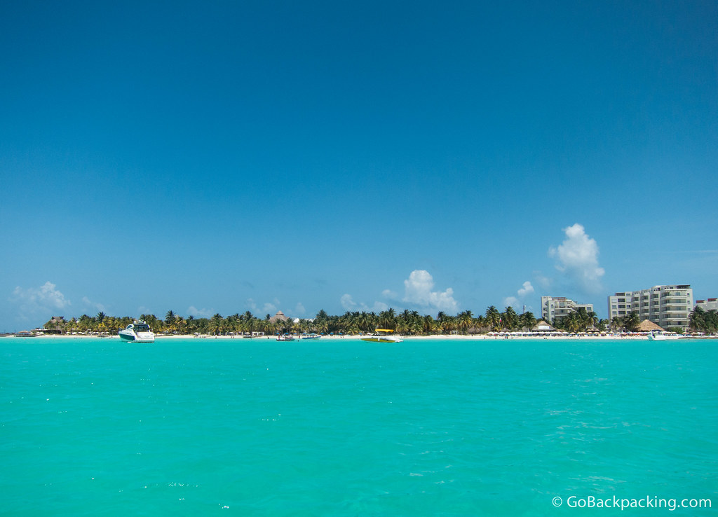 The turquoise waters of Isla de Mujeres, off the coast of Cancun