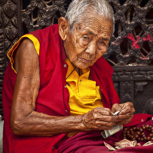 nepal portrait money monk buddhism kathmandu bodhnath