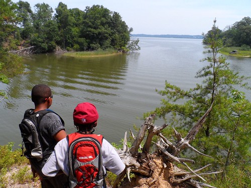 two children looking over a huge pond. Photo courtesy Elton Stokes Jr