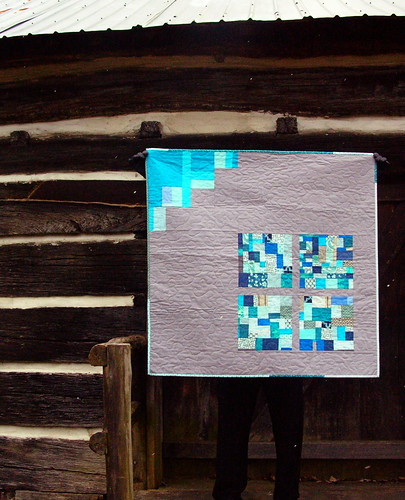 blue squares improv baby quilt