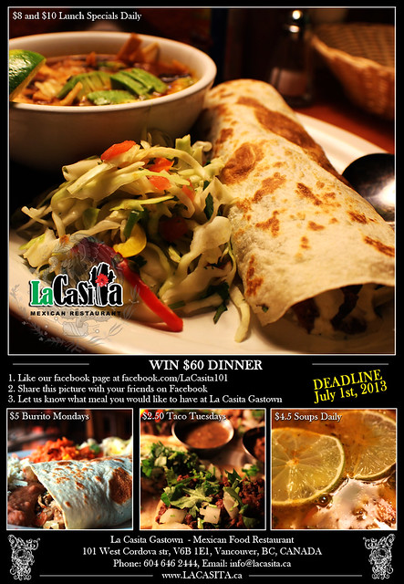 tell us which Mexican food is your favorite and you might win 60 dollar dinner in Gastown Vancouver BC