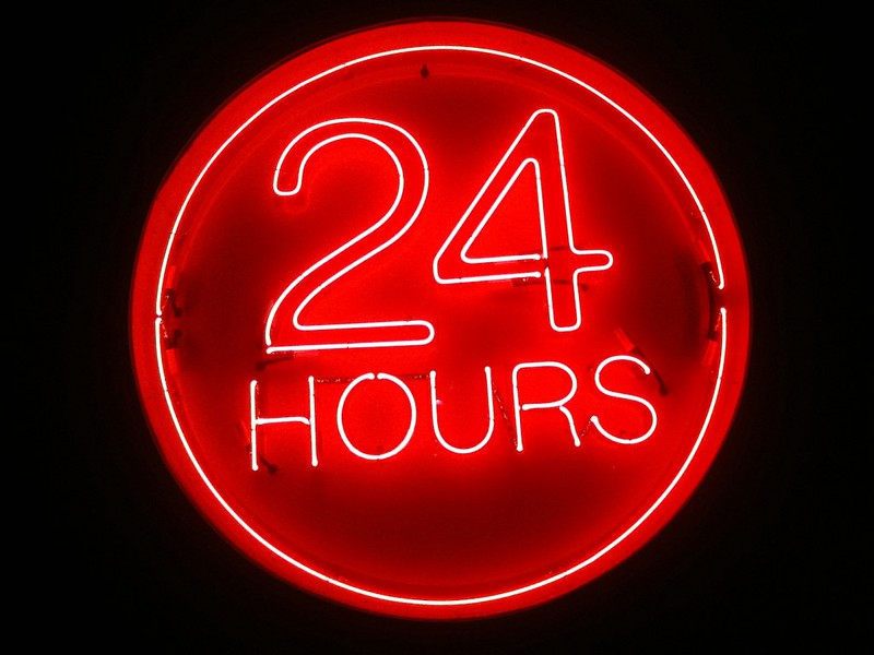 24 hours neon Sign