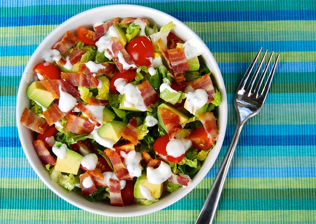Bacon, Lettuce, Tomato & Avocado Chopped Salad with Homemade Skinny Buttermilk Ranch Dressing | www.rachelphipps.com @rachelphipps