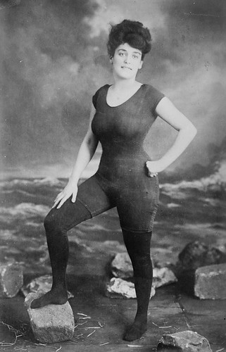 Annette Kellerman promoted women's right to wear a fitted one-piece pathing suit 1907 She was arrested for indecency
