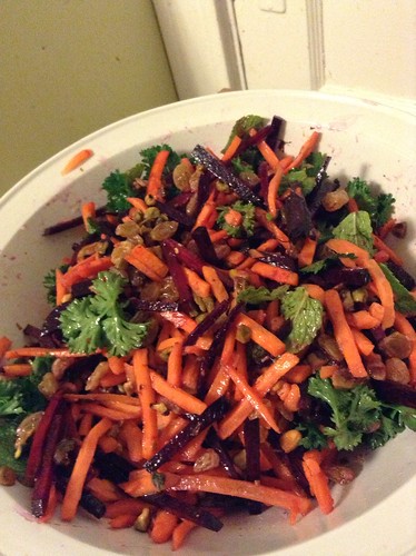 Carrot and Beet Slaw with Pistachios and Raisins Ginny